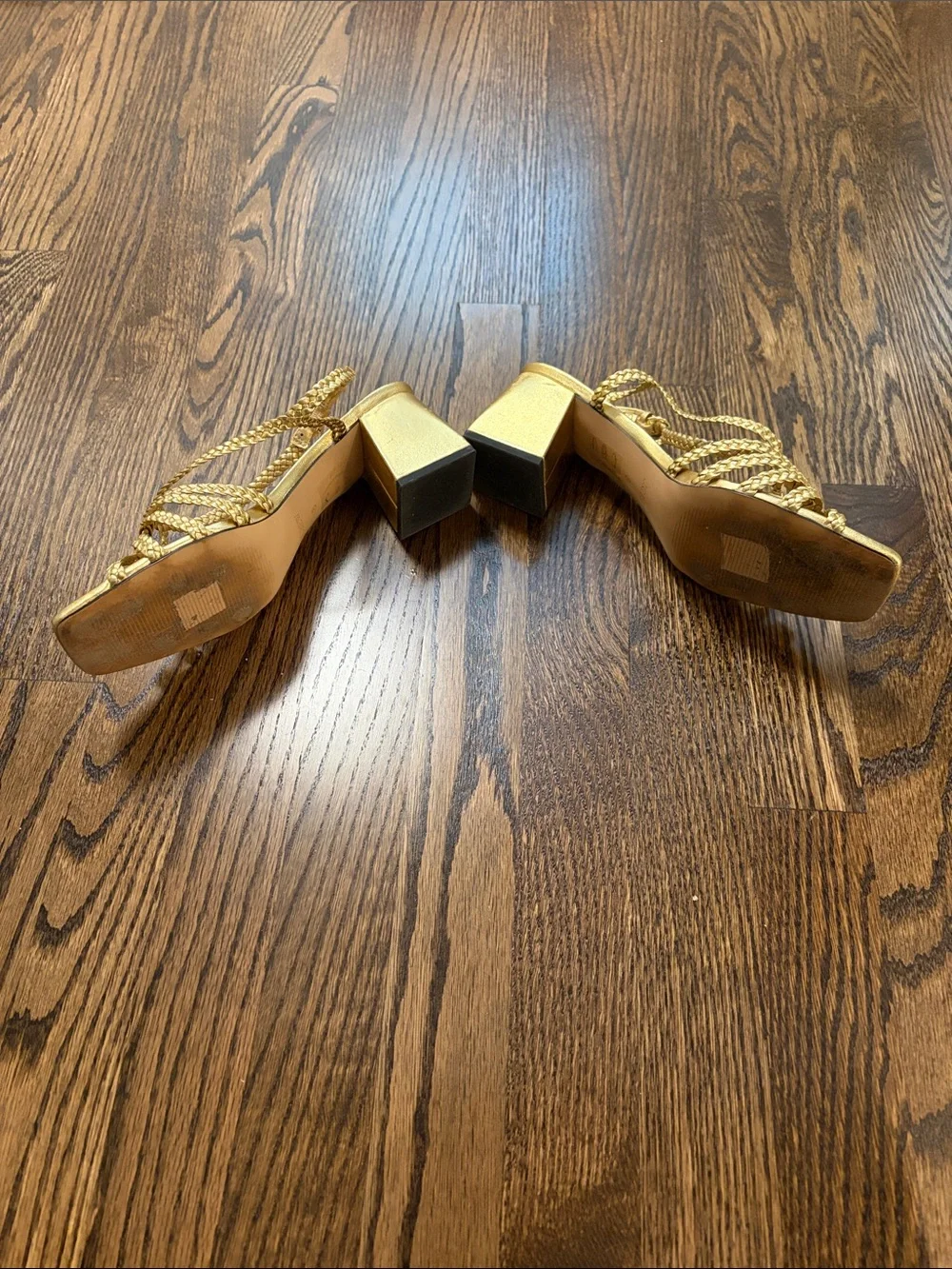 J. Crew Metallic Gold Braided T-Strap Heels